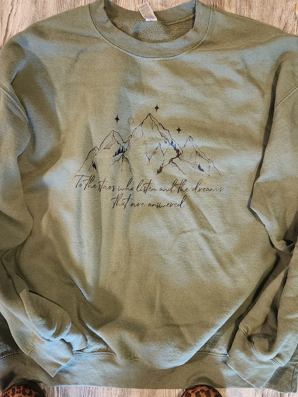 Womens Olive Green ACOTAR Graphic Crewneck Sweater